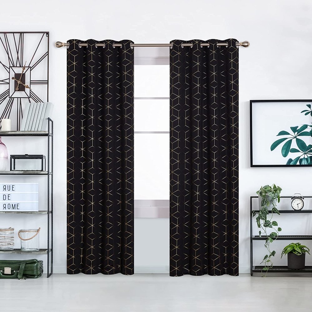 Buy Black Cotton Blackout/Thermal Eyelet Curtains from Next Luxembourg
